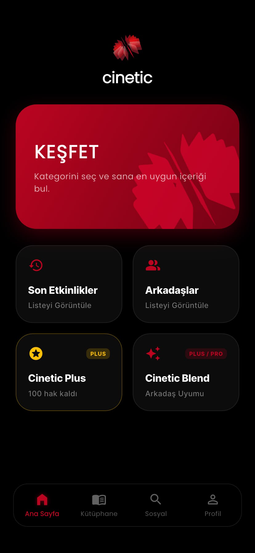 Cinetic Uygulama Ekranı